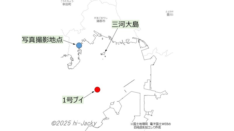 写真撮影店，三河大島，三河湾1号ブイの場所