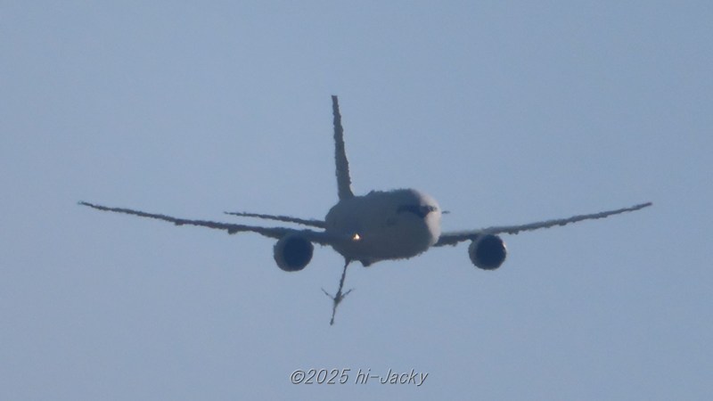飛行機を前から見たところ