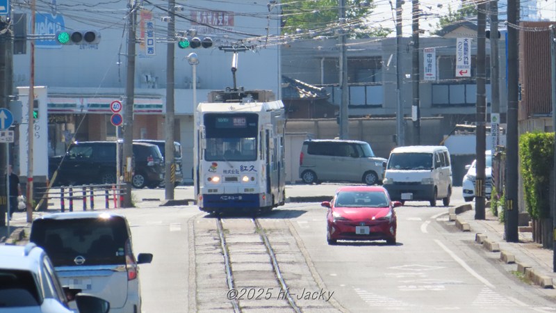 道路の真ん中を走る豊橋の路面電車