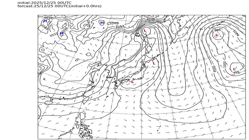2025年12月25日の天気図