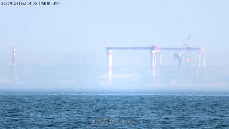 三河湾の上位蜃気楼_蒲郡から新来島豊橋造船方面