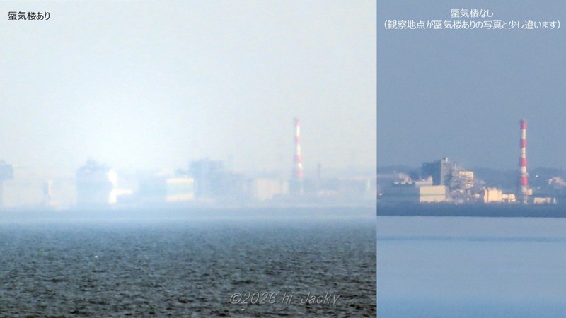 蜃気楼で建物が伸びた