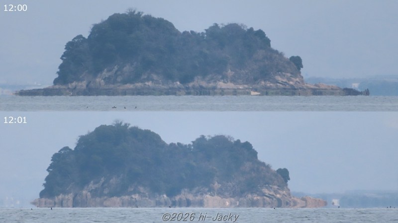 三河湾の小島にできた蜃気楼